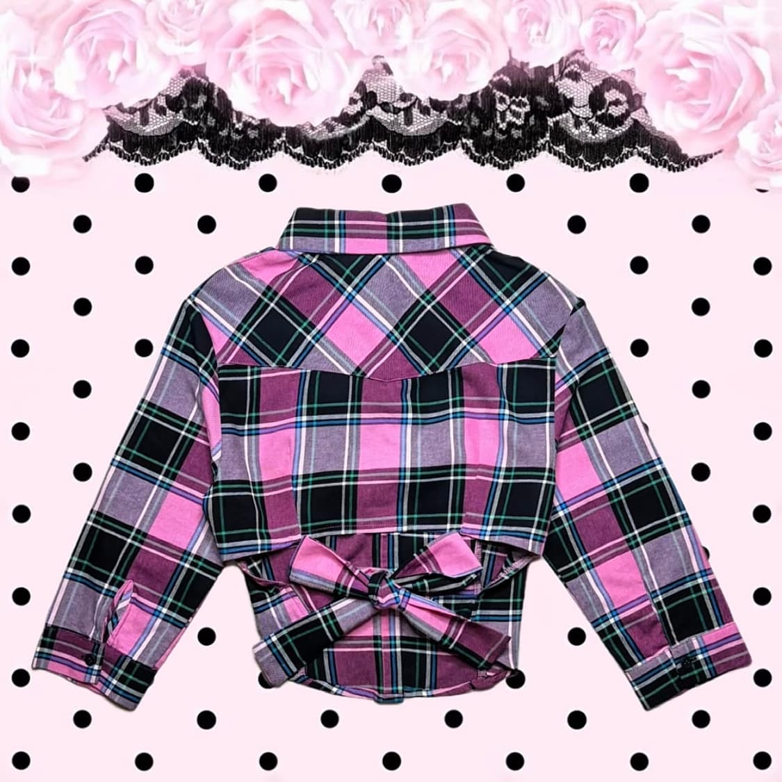 ONNASENSHI CROPPED SHIRT 온나센시 체크 크롭 셔츠 상품이미지2