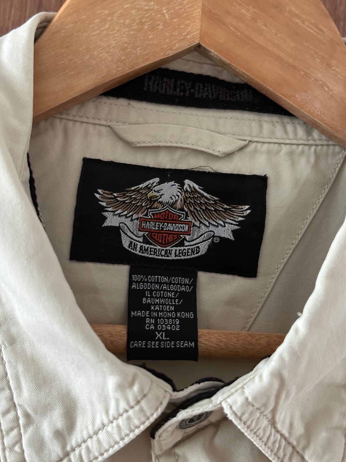 Harley-Davidson 자수 로고 아이보리 반팔 셔츠 XL 상품이미지6