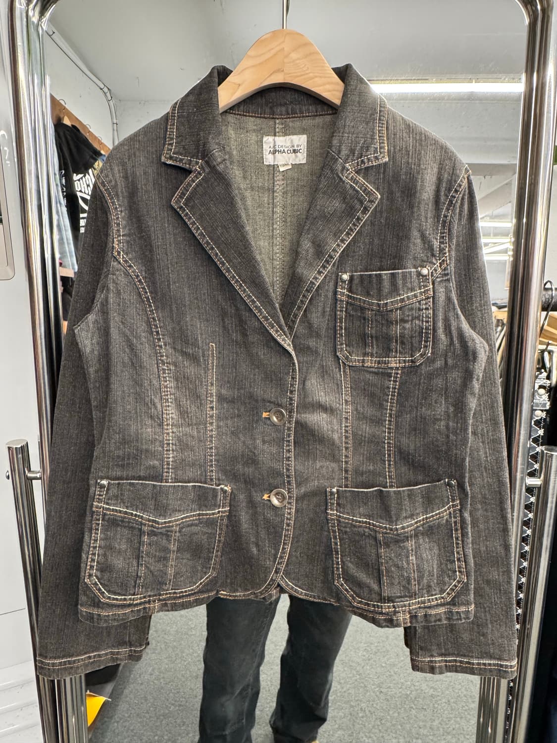 ALPHA CUBIC 빈티지 여성 흑청 블레이저 자켓 상품이미지1