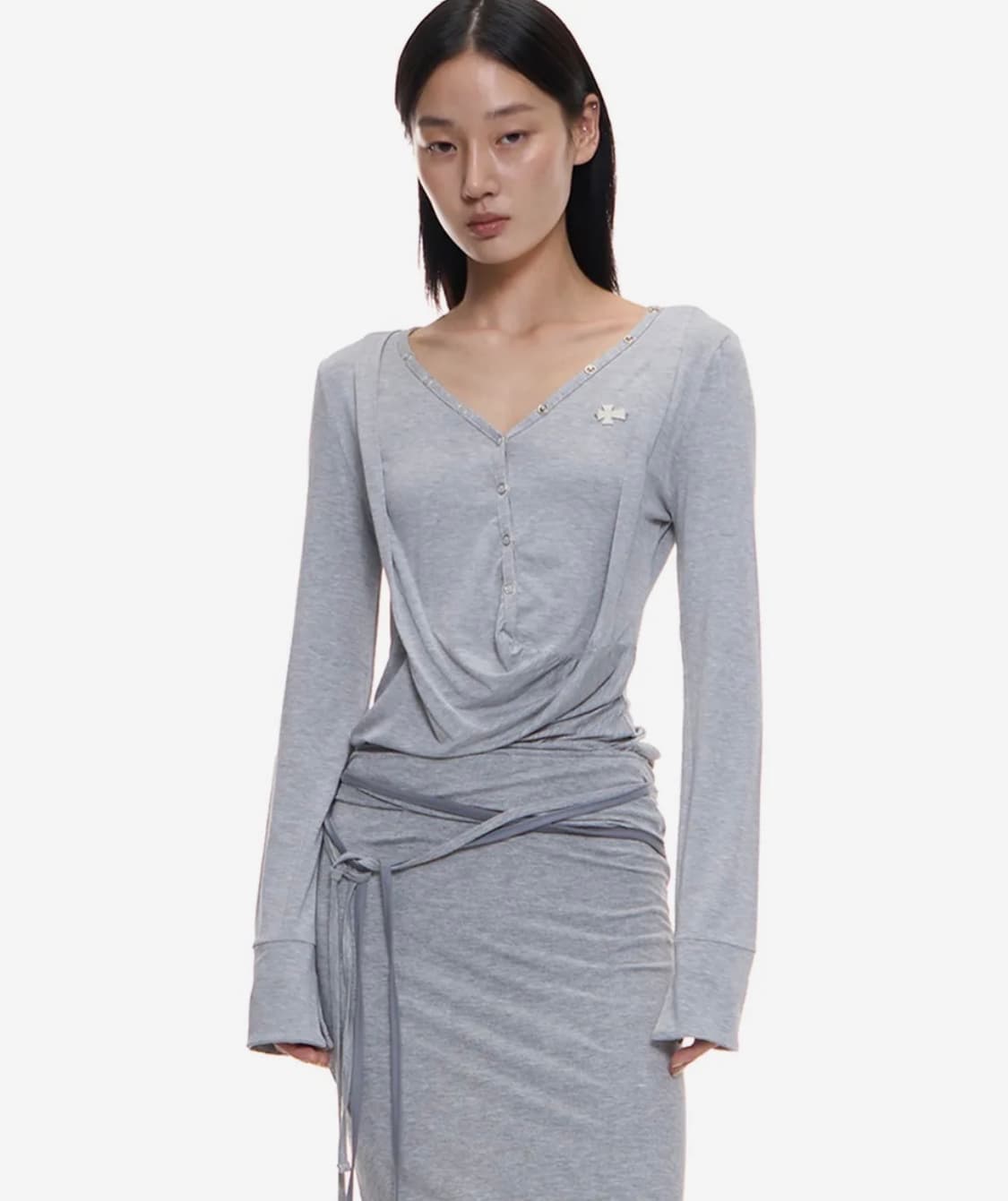 2000아카이브 드레이프드 헨리탑 상품이미지1