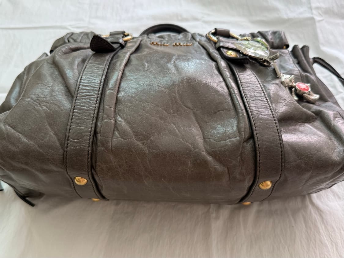 Vintage MiuMiu Vitello Satchel Bag 그레이 상품이미지5