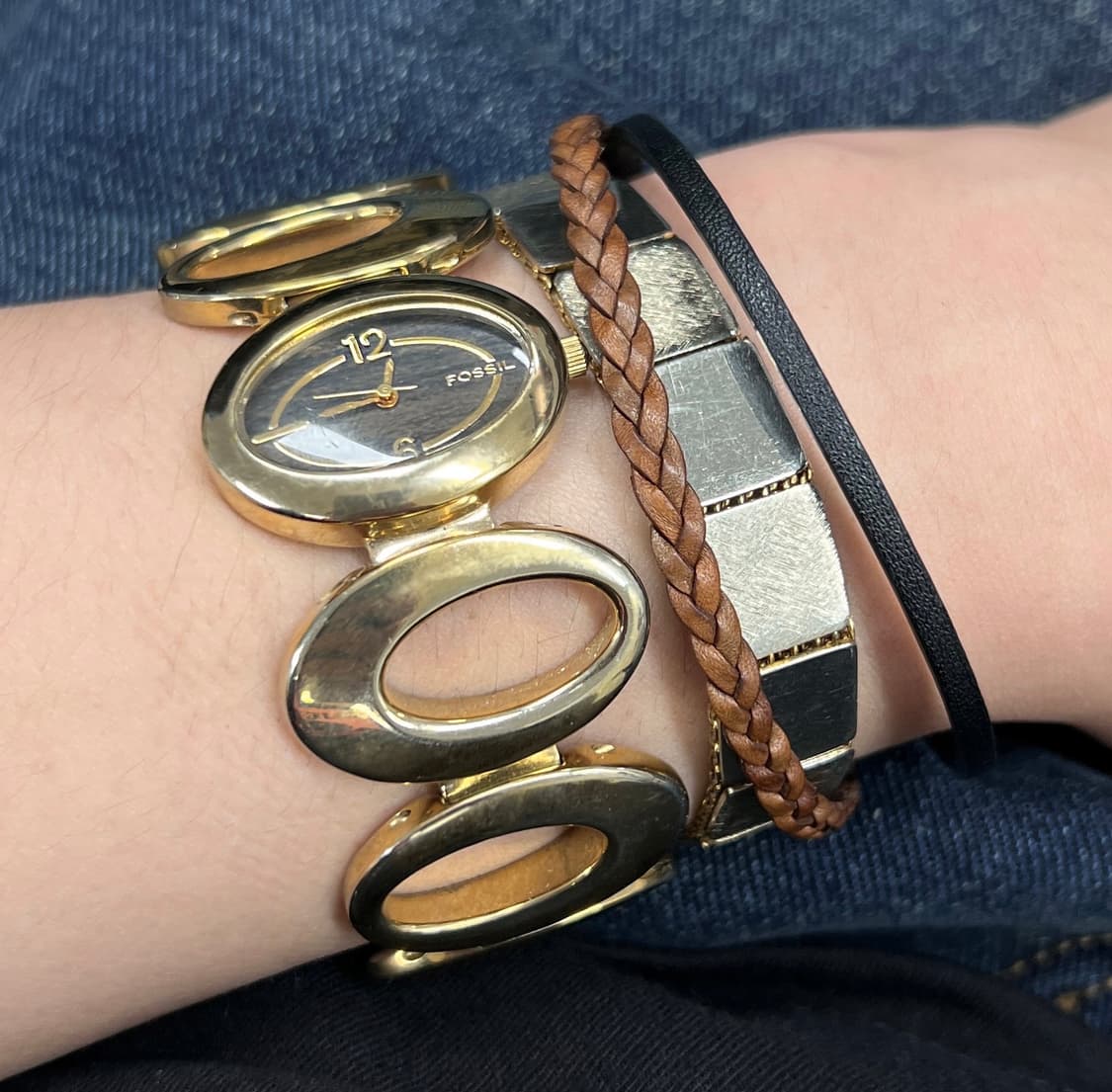 Fossil 청키 골드 타원 브레이슬릿 워치 상품이미지1