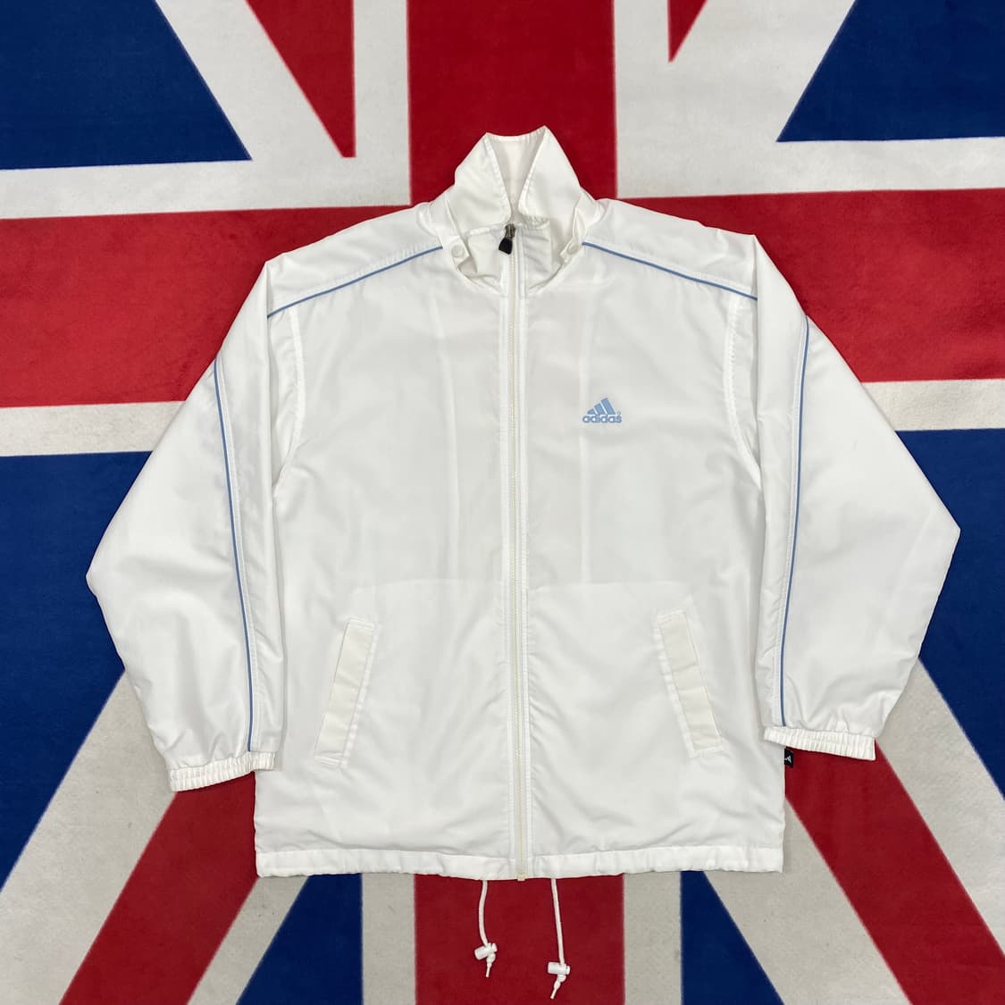 아디다스 화이트 블루 올드스쿨 바람막이 95 실측 L -XL  상품이미지1