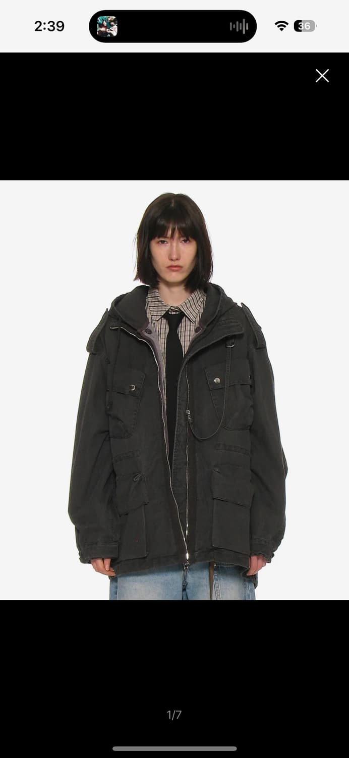 새상품) 파르티멘토 우먼 2 IN 1 워시드 M65 필드 자켓 차콜 상품이미지1