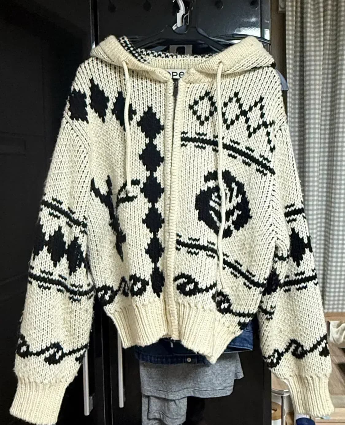 OPEN YY 오픈와이와이 자카드 니트 집업 상품이미지1