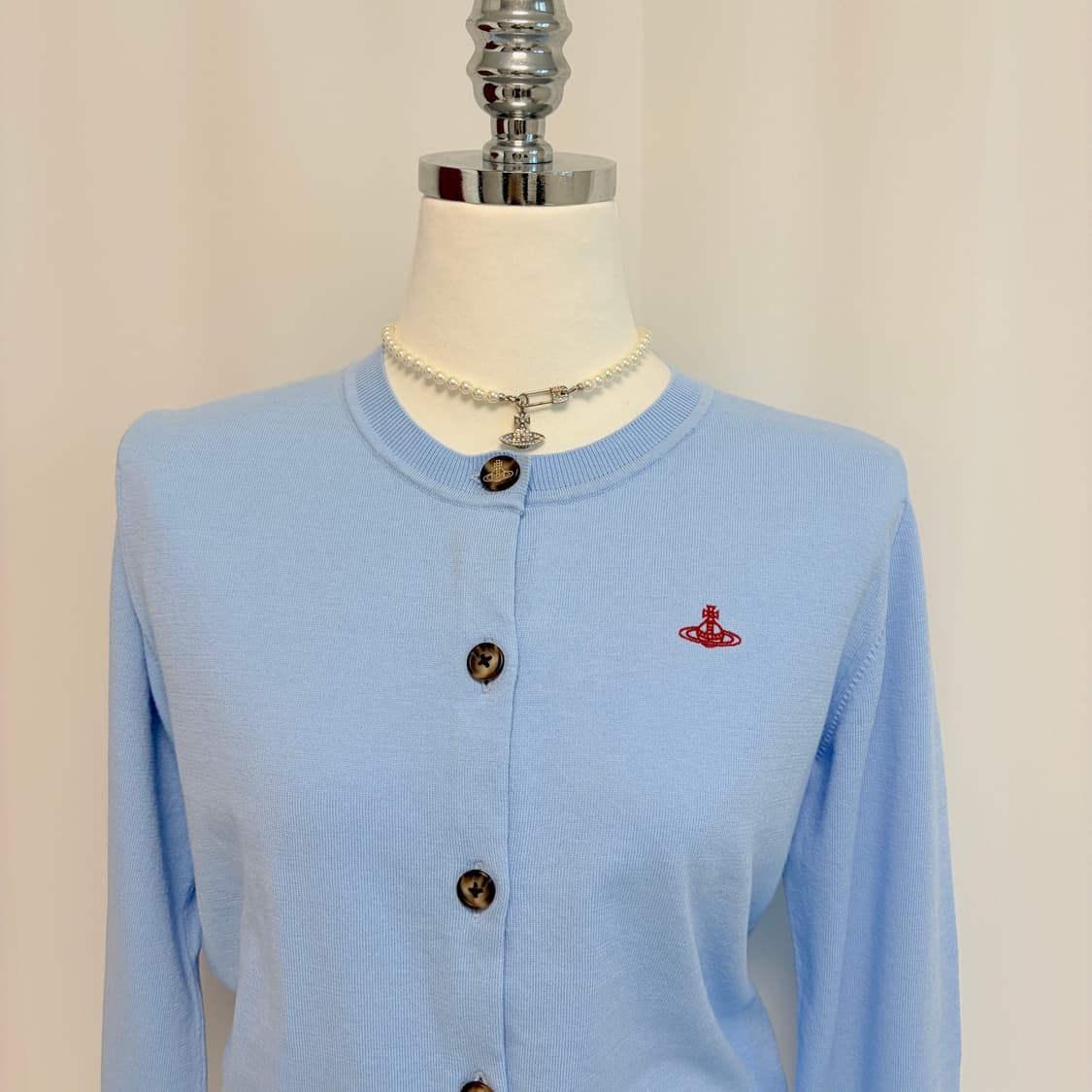 비비안웨스트우드 베이직 코튼 가디건 파스텔 블루 상품이미지6