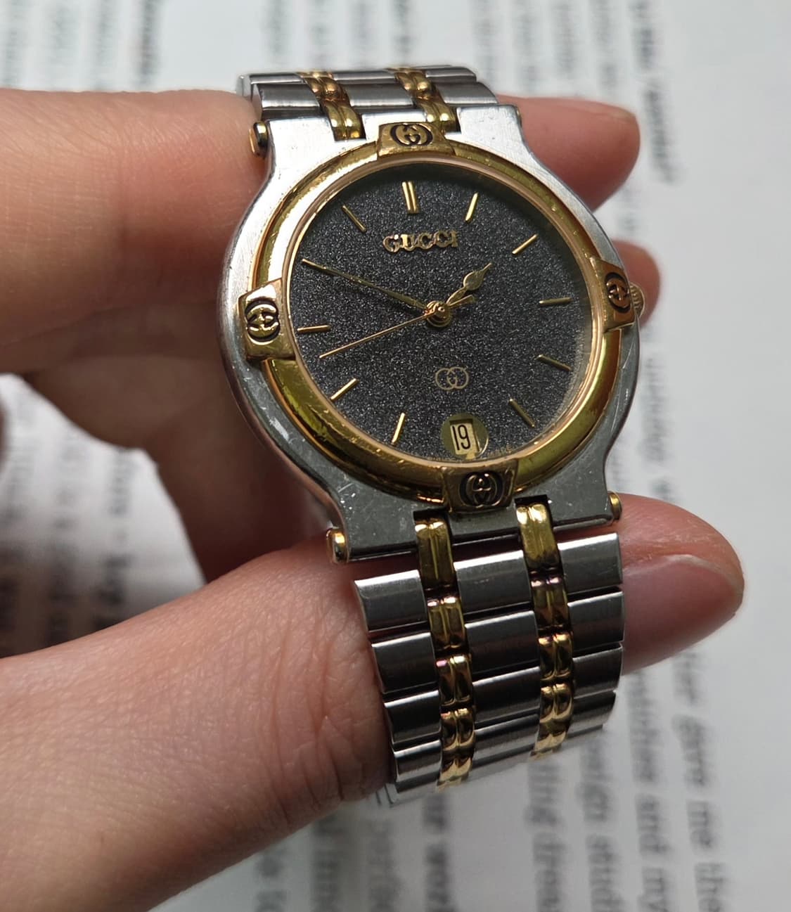 빈티지 구찌 클래식 9000m 스톤그레이 콤비 쿼츠 남성용 브레이슬릿 v 상품이미지5