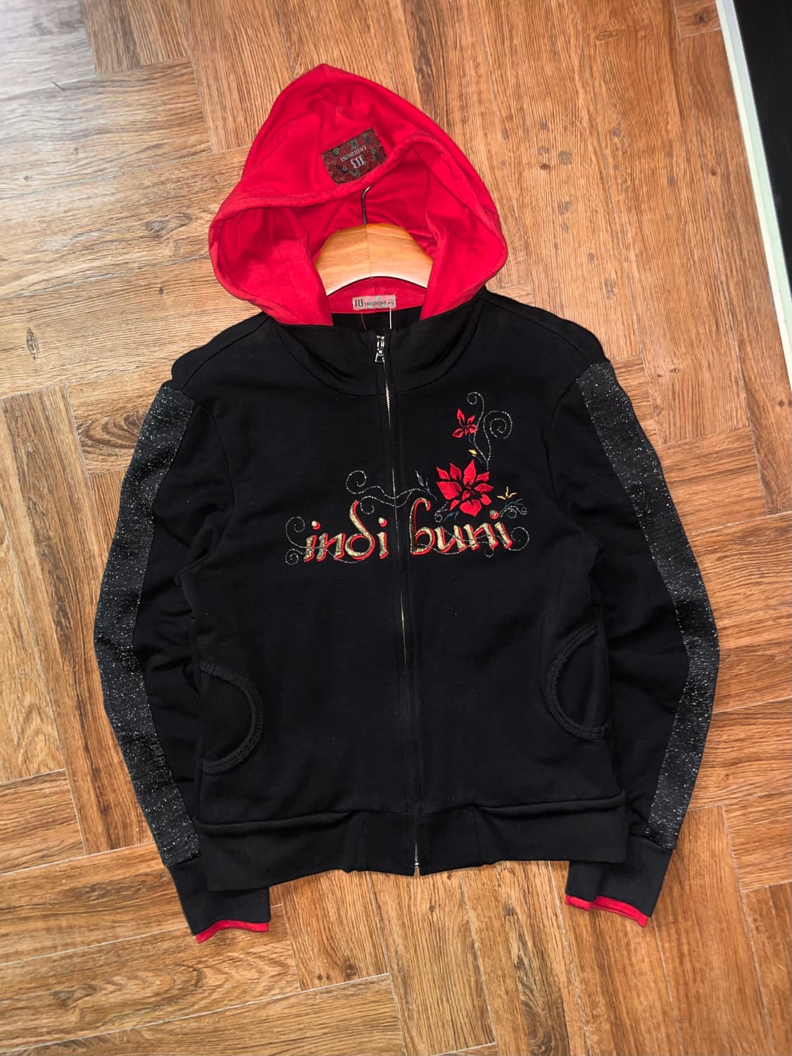 INDIBUNI 빈티지 레이어드 자수 후드집업 상품이미지2