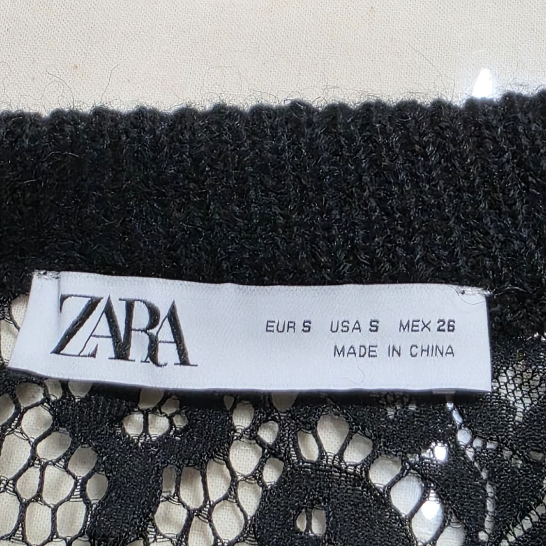 0064 자라 ZARA 레이스 배색 니트 블랙 S 여성 니트 상품이미지5