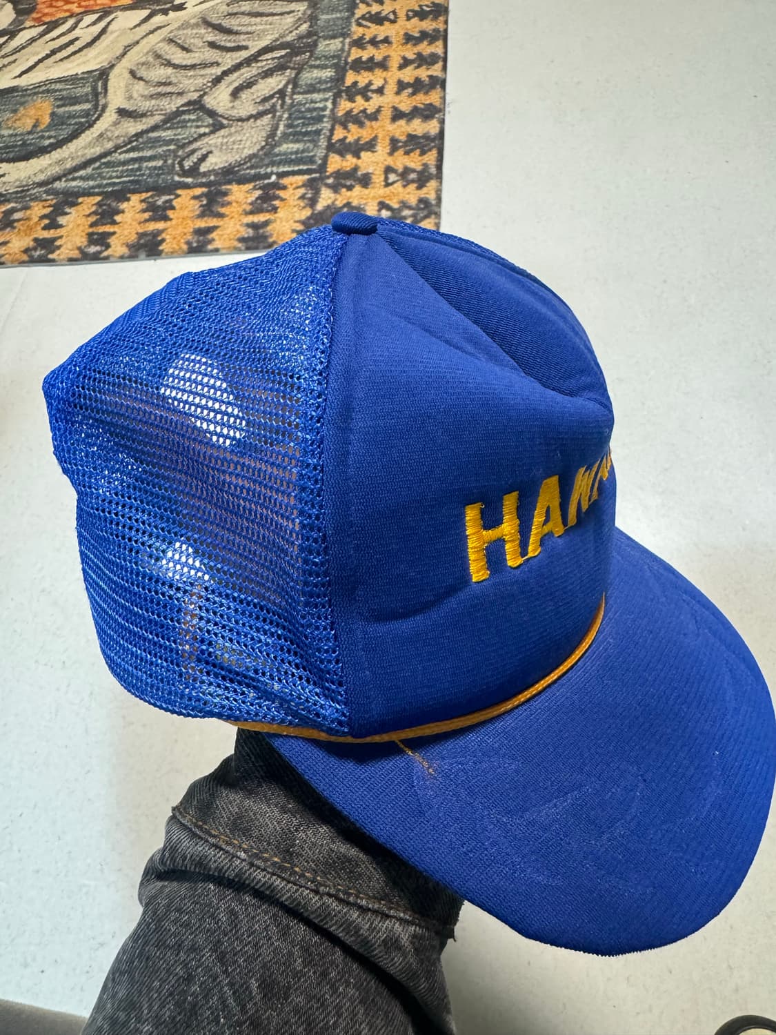 하와이 자수 빈티지 트러커캡 블루 모자 스냅백 볼캡 상품이미지2
