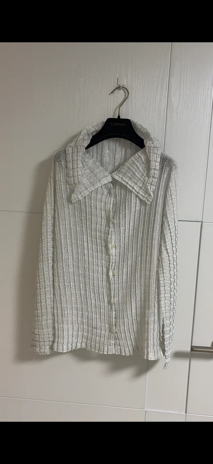 me ISSEY MIYAKE 크링클 버튼 실버 가디건44-66정품 상품이미지4