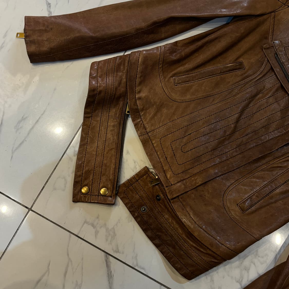 System 브라운 양가죽 자켓 빈티지자켓 해체주의자켓 상품이미지4