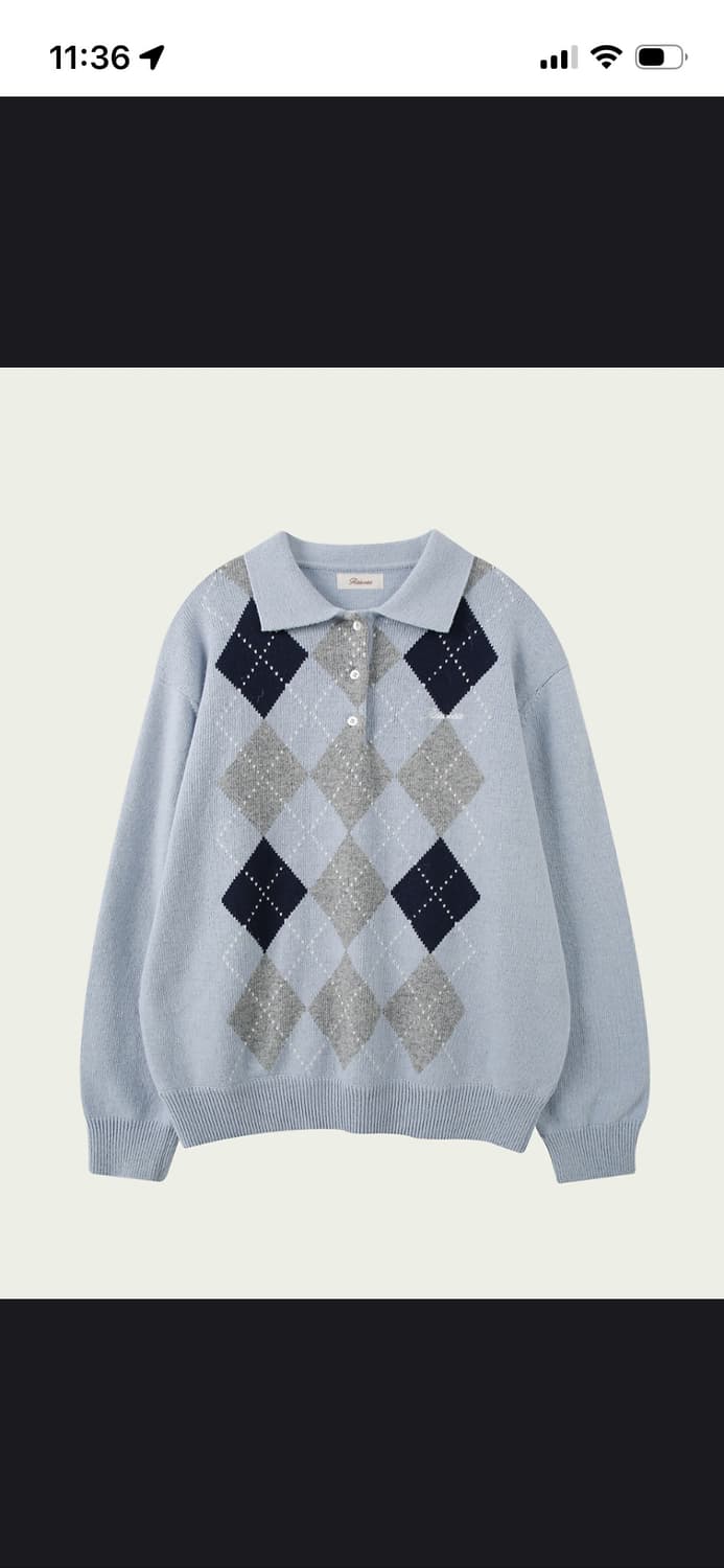 리본빛 아가일 니트 상품이미지1