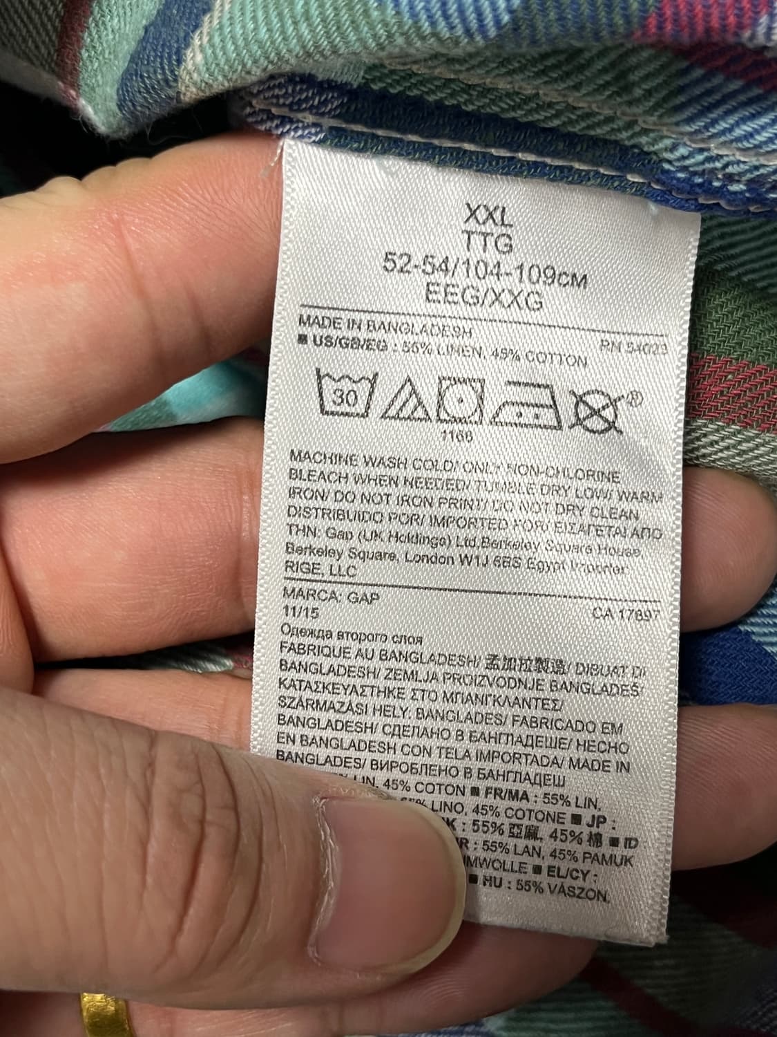 공용 갭 GAP 빈티지 체크 셔츠 남방 2XL 상품이미지8