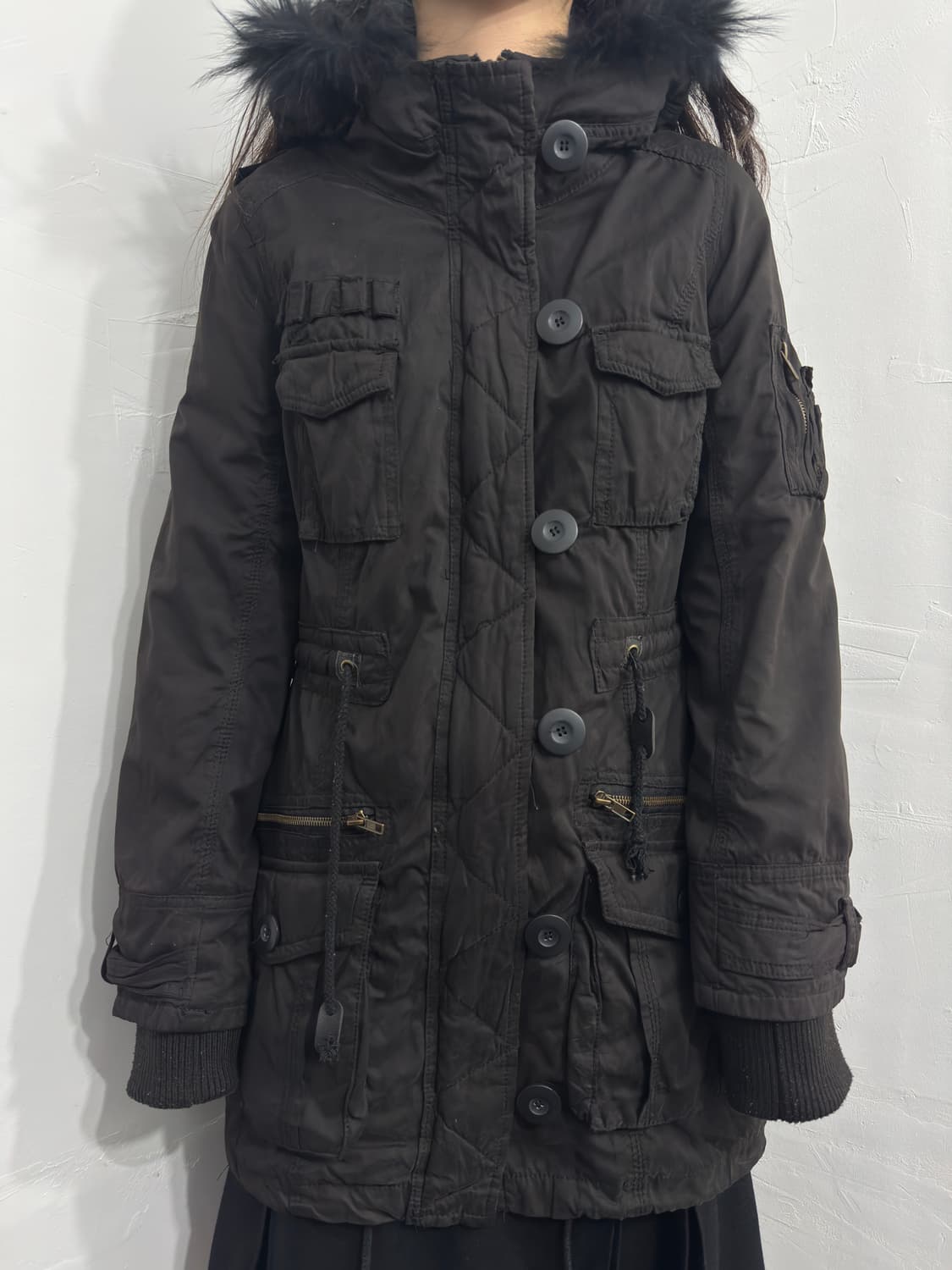 fur hood multi pocket jacket 상품이미지3