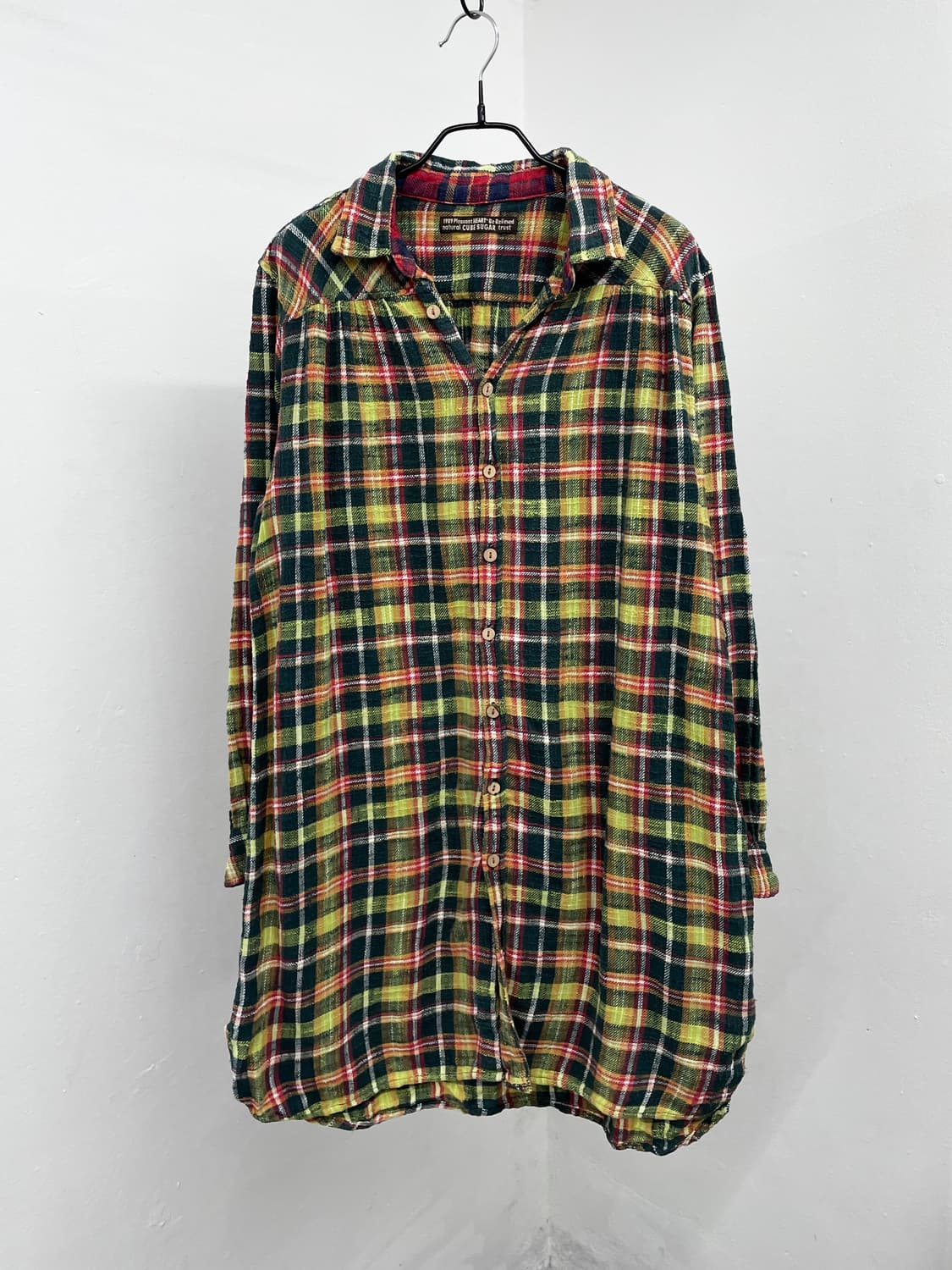 큐브슈가 하구미 체크 셔츠 원피스 상품이미지3