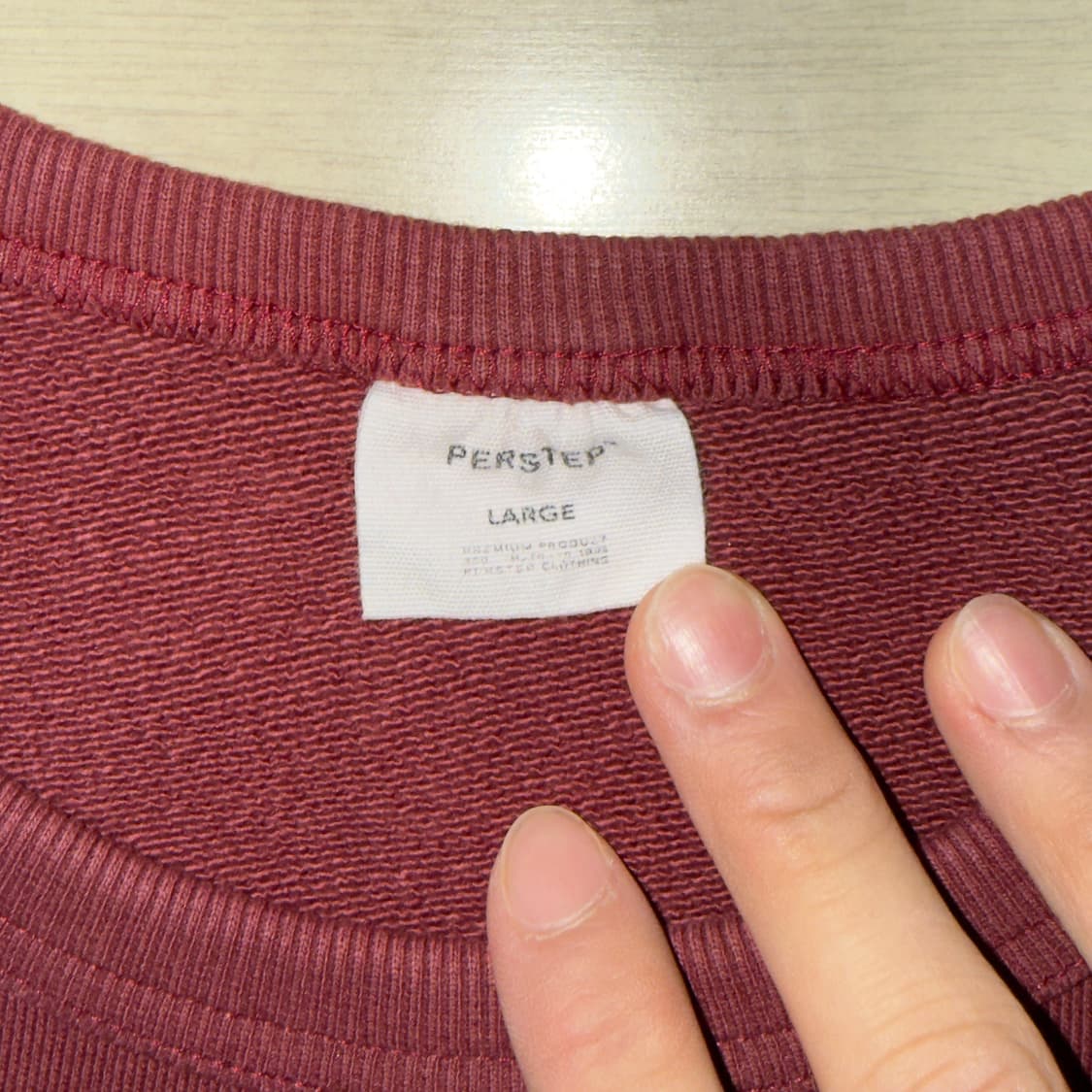 퍼스텝 헤비웨이트 맨투맨 버건디 L 상품이미지3