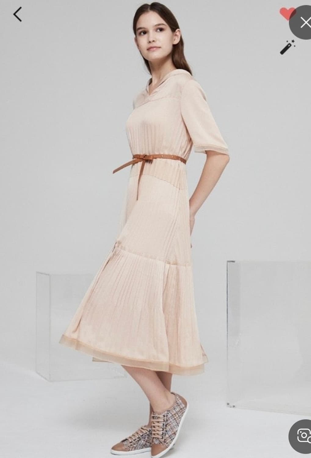 한섬 마인 2021 플리츠 카라 원피스  82-94-160사이즈 상품이미지1