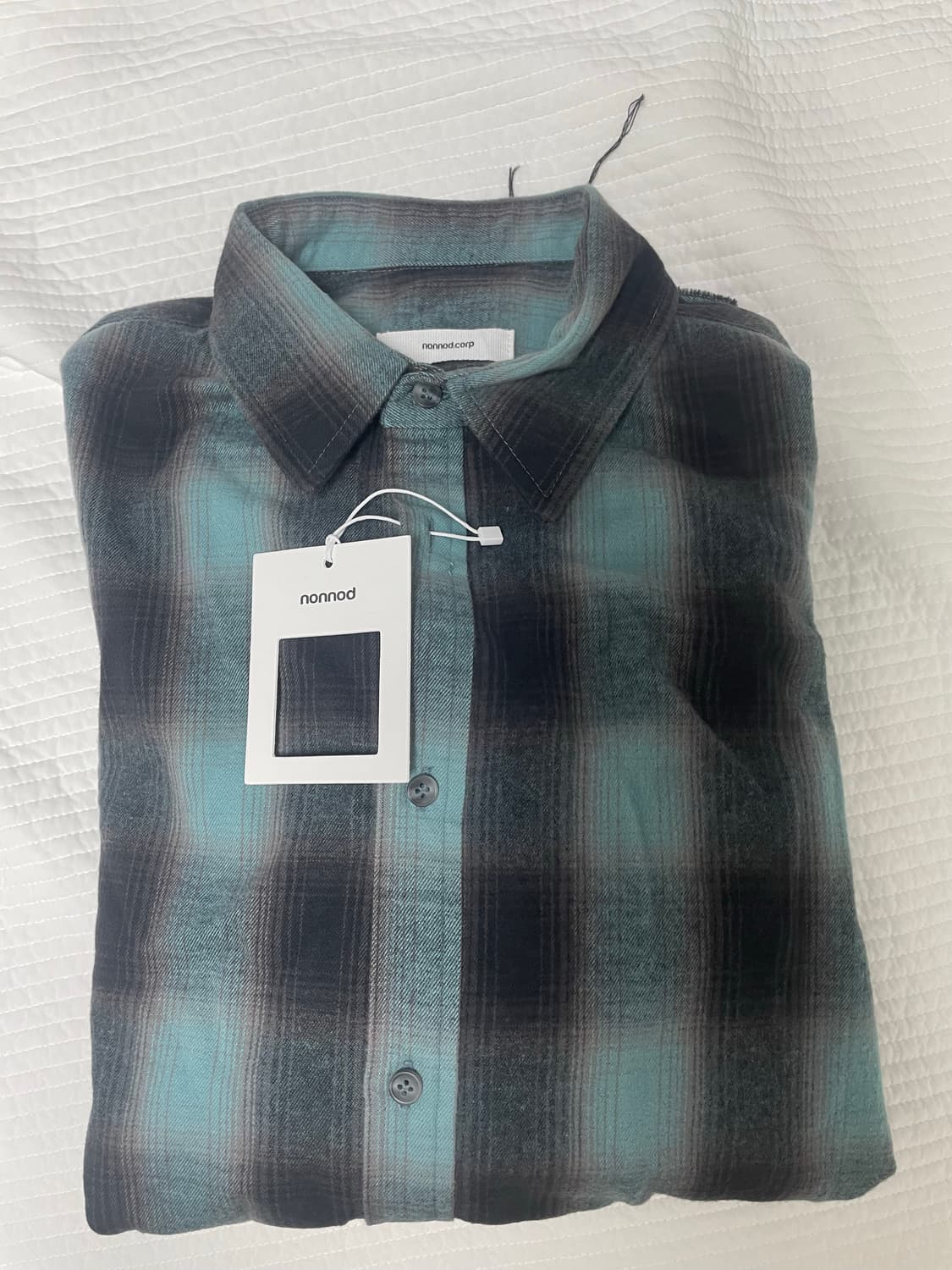 논노드 플렉시블 스트링 체크 셔츠 아쿠아 애쉬 2Size 상품이미지2