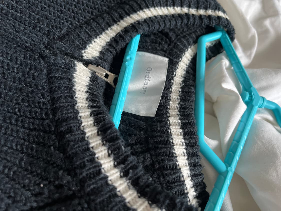 배색 니트 집업 상품이미지3