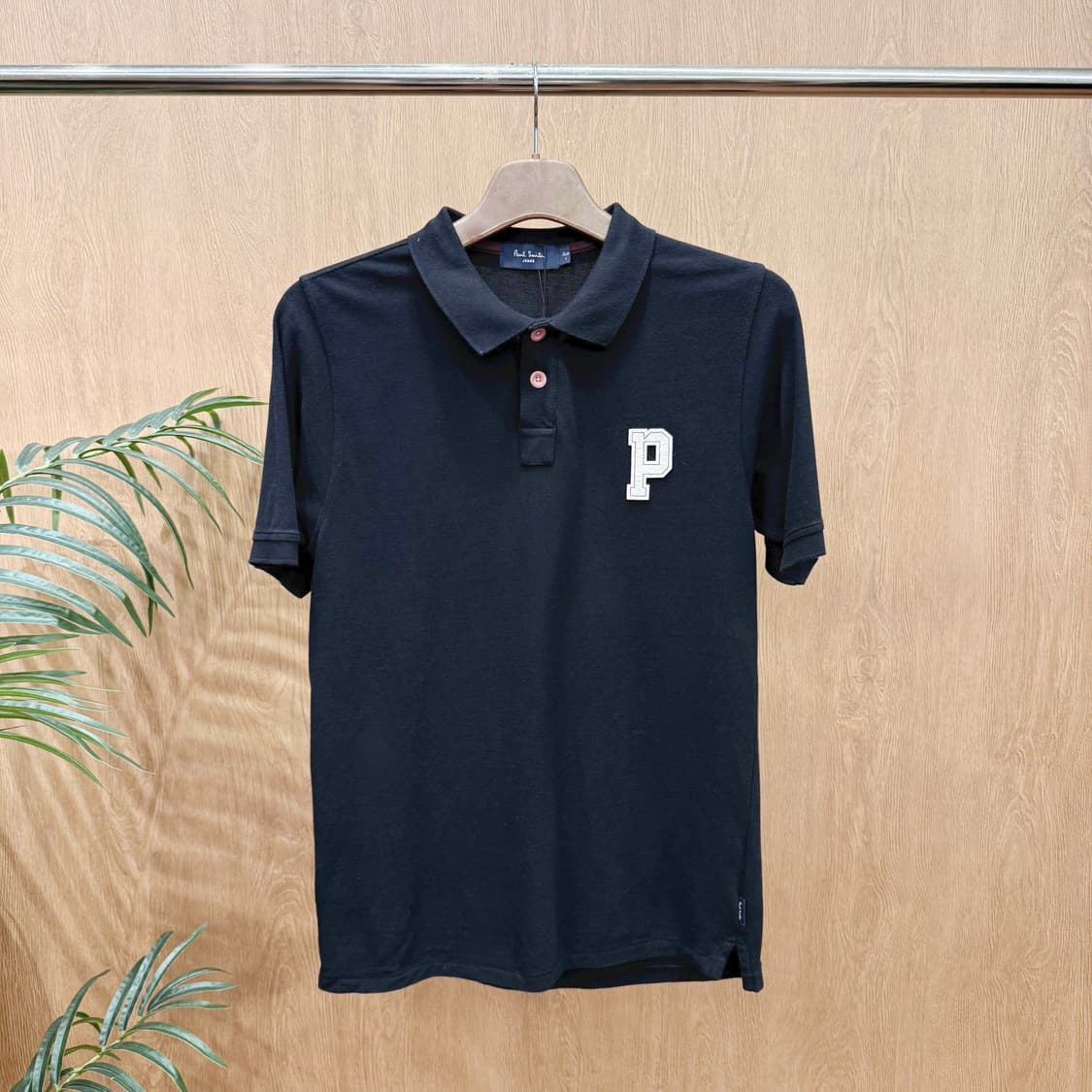 폴스미스 진스 피케 반팔 티셔츠 P로고 패치 디테일 블랙 상품이미지1