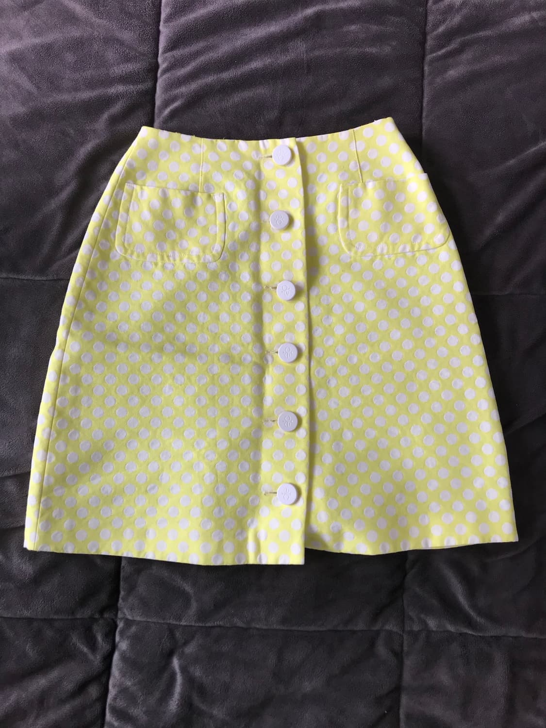 아이디 빈티지 도트 패턴 미디 스커트 상품이미지1