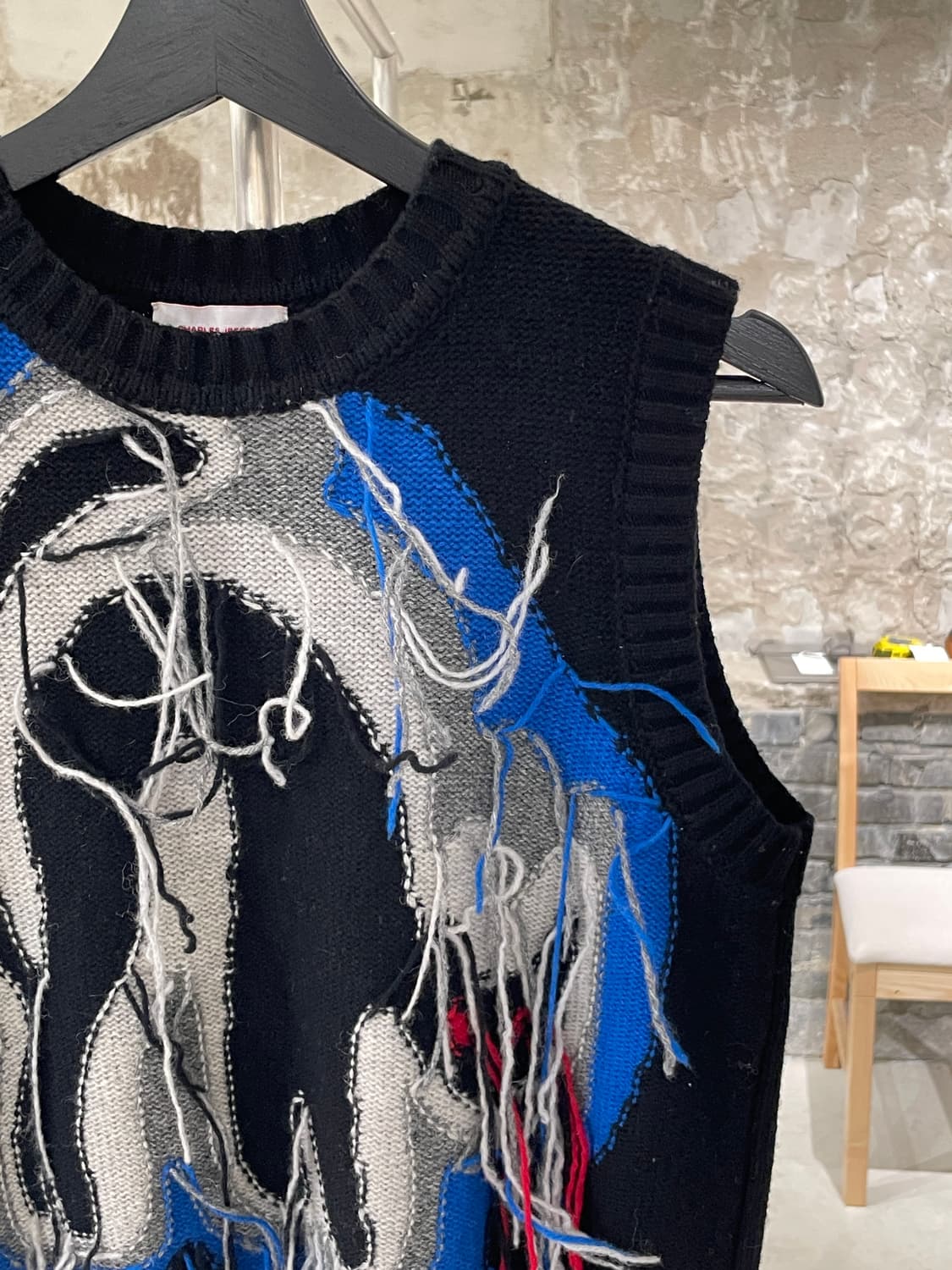 찰리 제프리 러버보이 21F/W 블랙 테슬 니트 베스트 상품이미지3