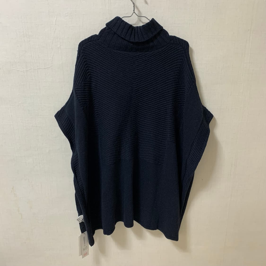 새상품 J by 정구호 네이비 울 캐시미어 니트 판초 터틀넥 모 케이프 상품이미지4
