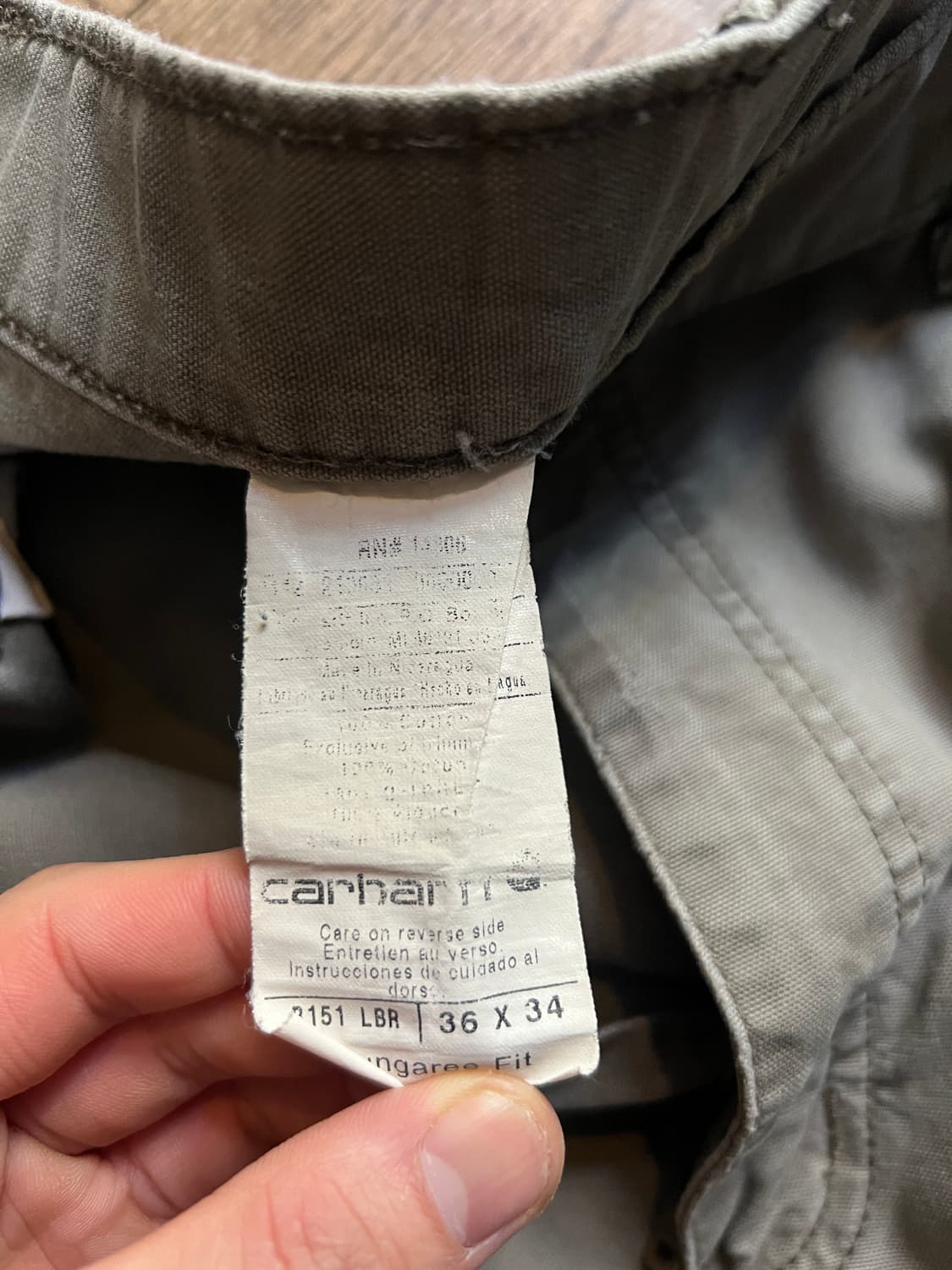 [36]칼하트 USA 빈티지 데미지드 라이트브라운 싱글니 카펜터 워크팬츠 상품이미지9