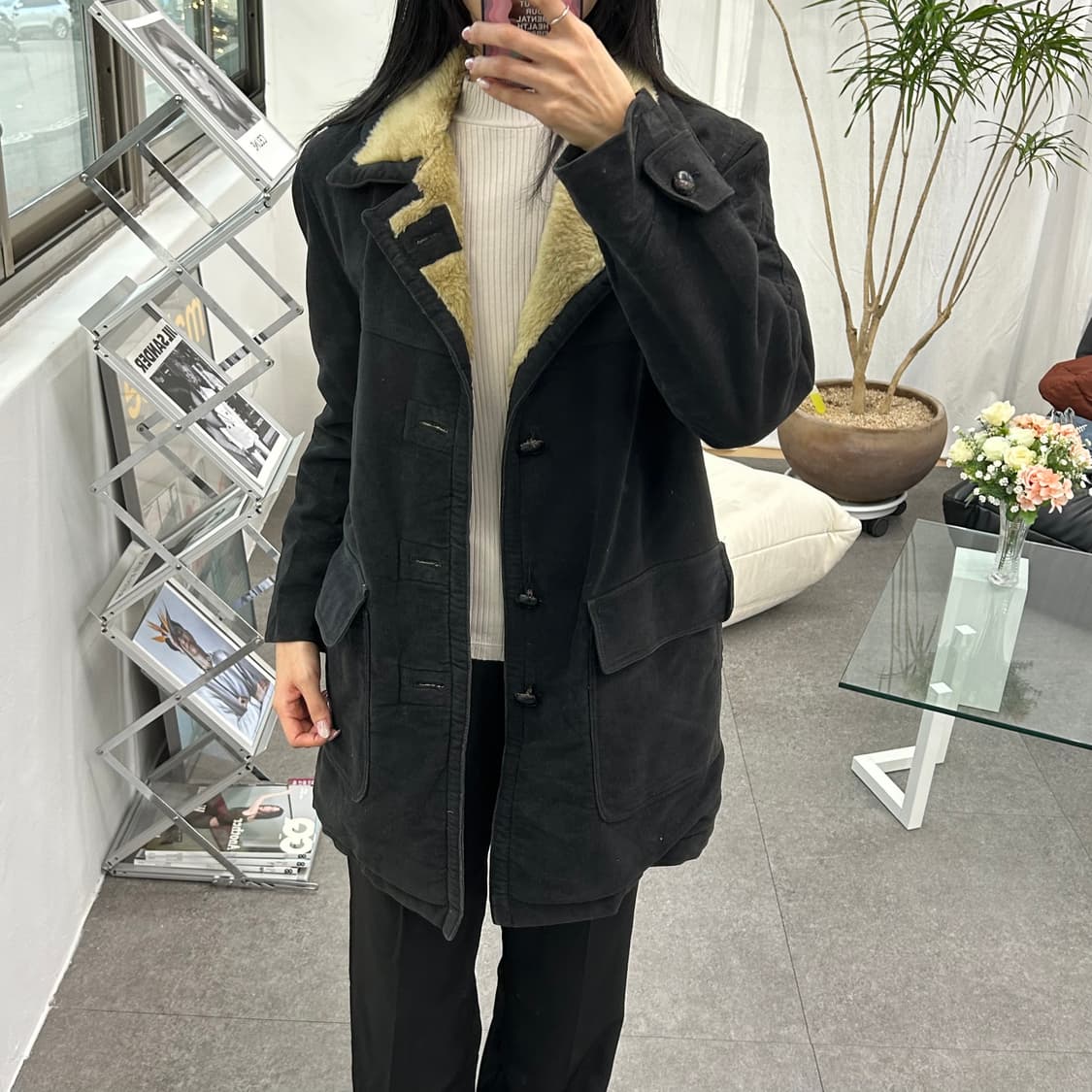 블랙 보아안감 코트 워크자켓 상품이미지2