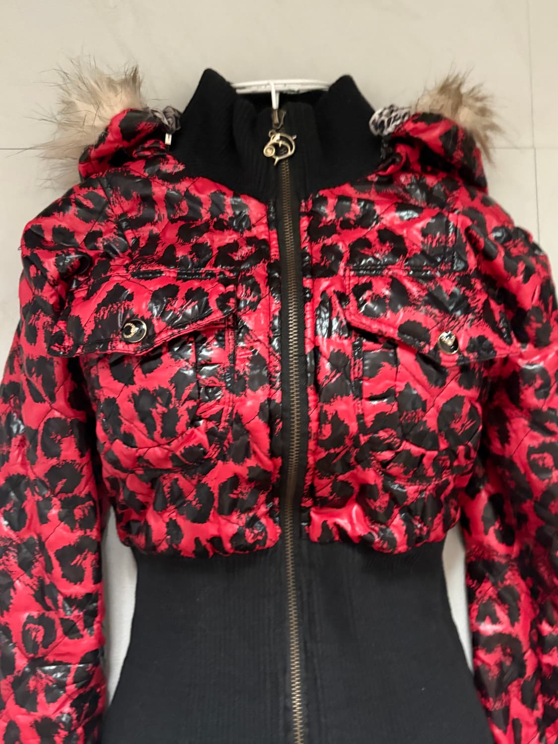 • Red Leopard Fur Quilting Zip-Up Jacket 상품이미지7