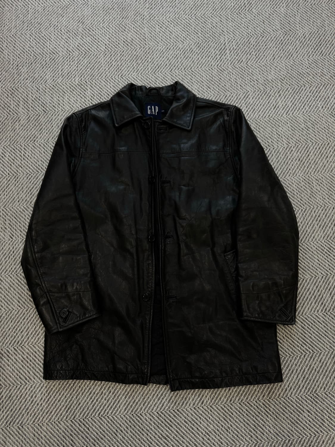 올드 갭 레더 빈티지 카 코트 블랙 M사이즈 상품이미지1