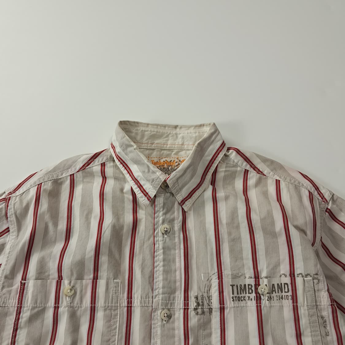 CK382 XL 팀버랜드 00s 레드 스트라이프 롤업 셔츠 남방 상품이미지2