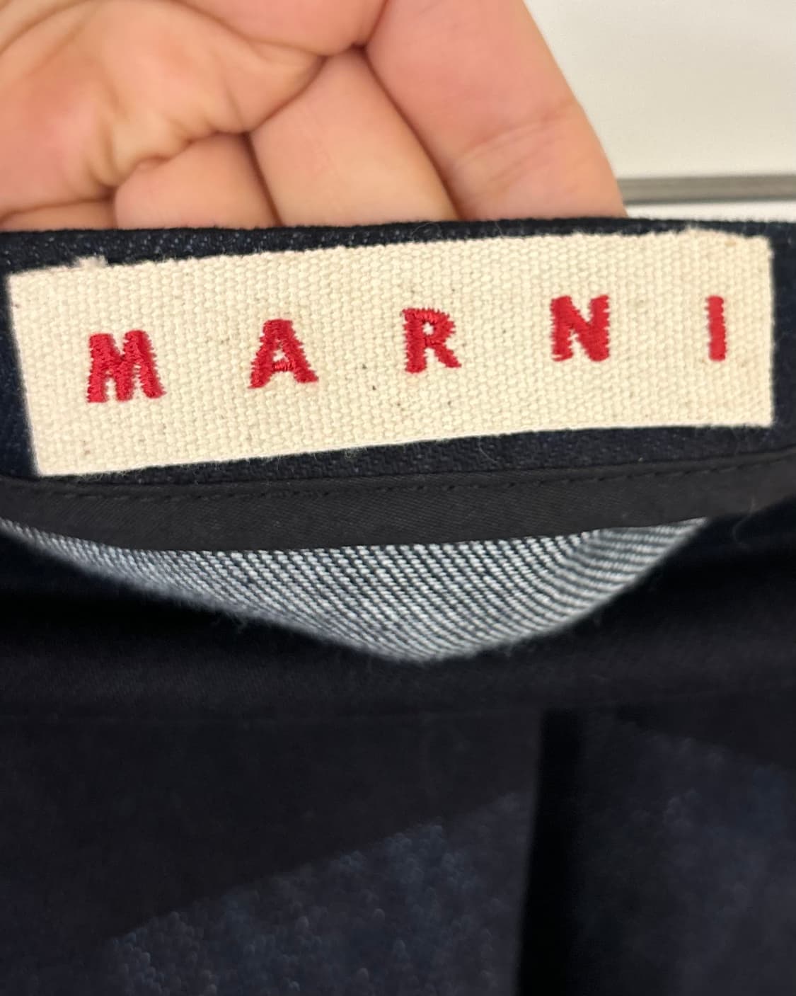 마르니 블랙 앤 블루 데님 패치워크 미디 스커트 상품이미지6