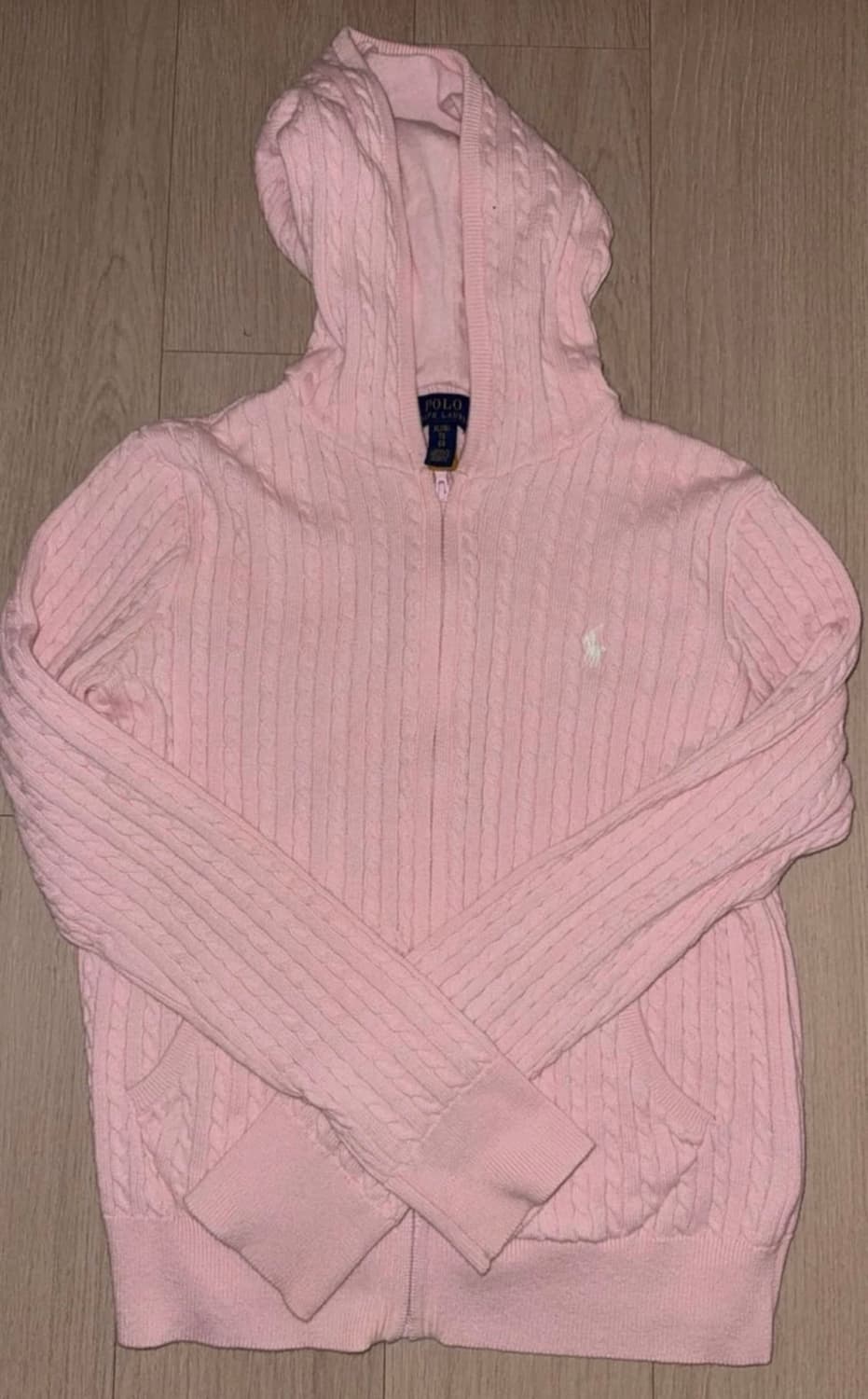 새거급처)폴로 랄프로렌 딸기우유 핑크 니트후드집업 쓰리타임즈 클리시어 상품이미지1