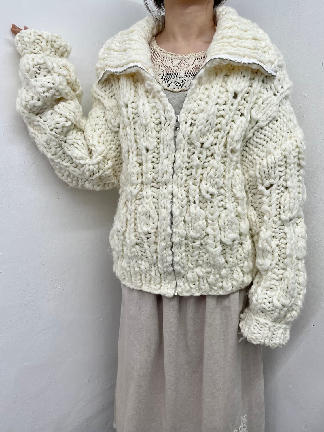 헤비 루즈 니트 집업 상품이미지4