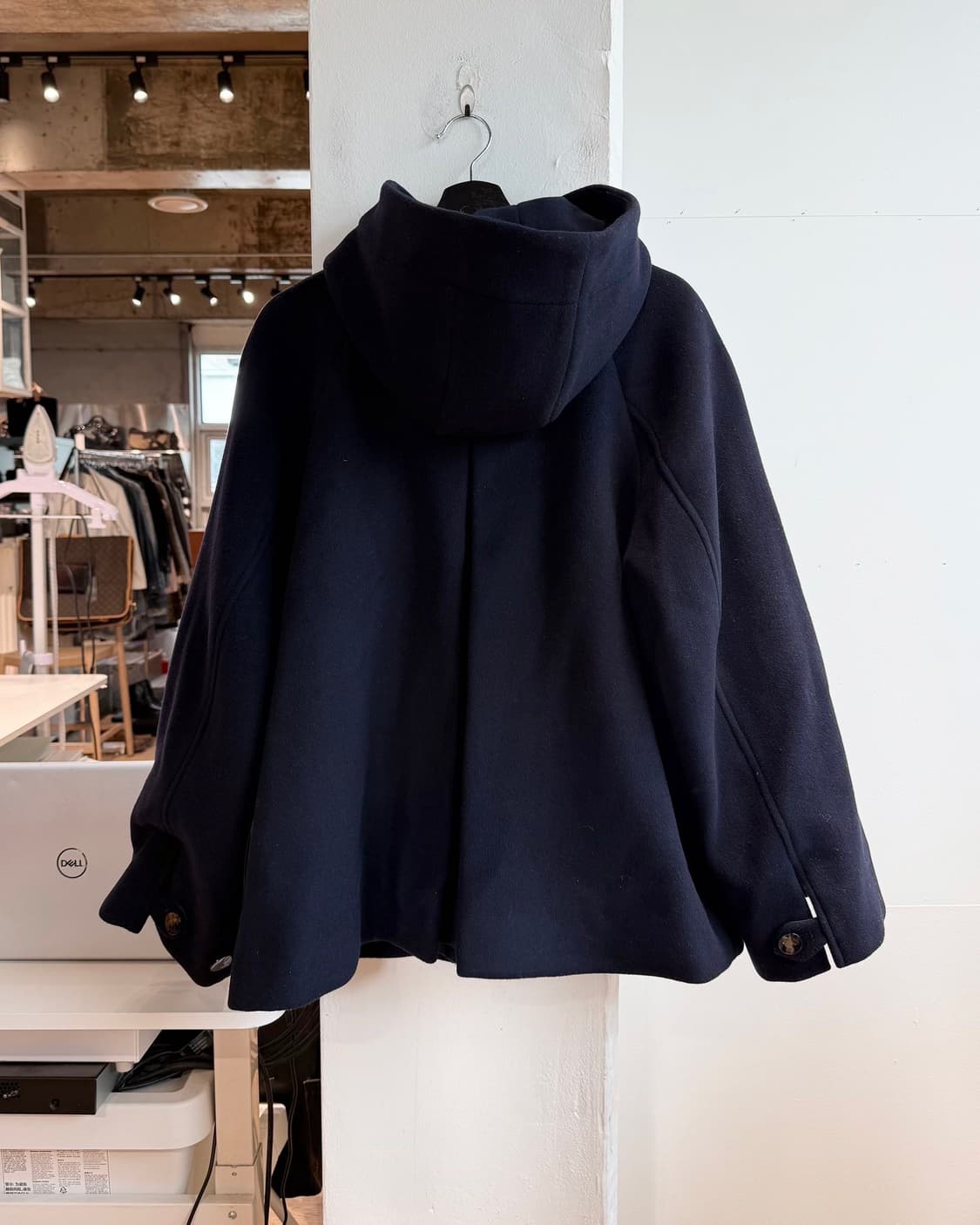 가니 네이비 보일드 울 후드 코트  상품이미지7