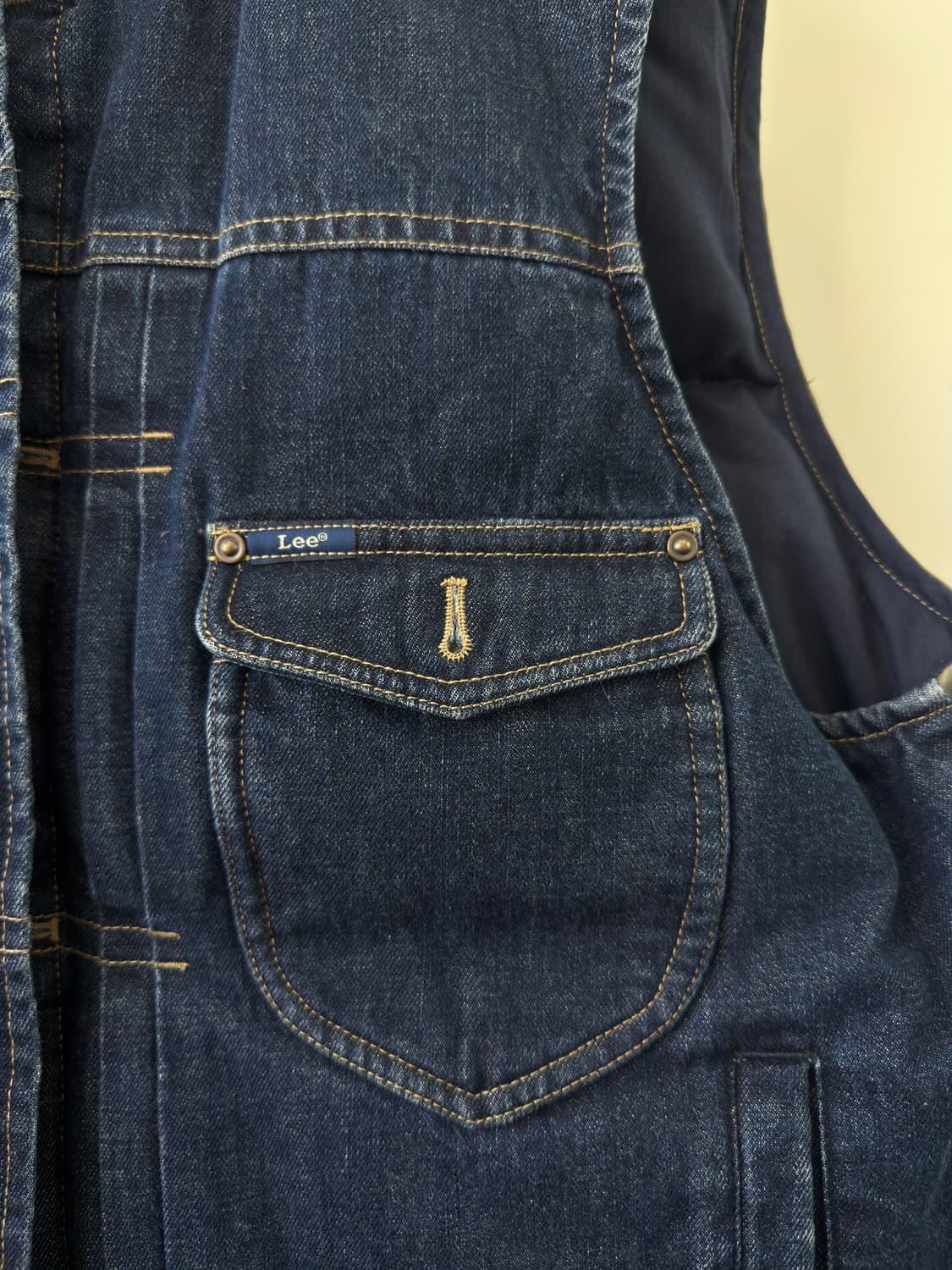 Lee 데님 패딩 베스트 카키 배색 상품이미지3