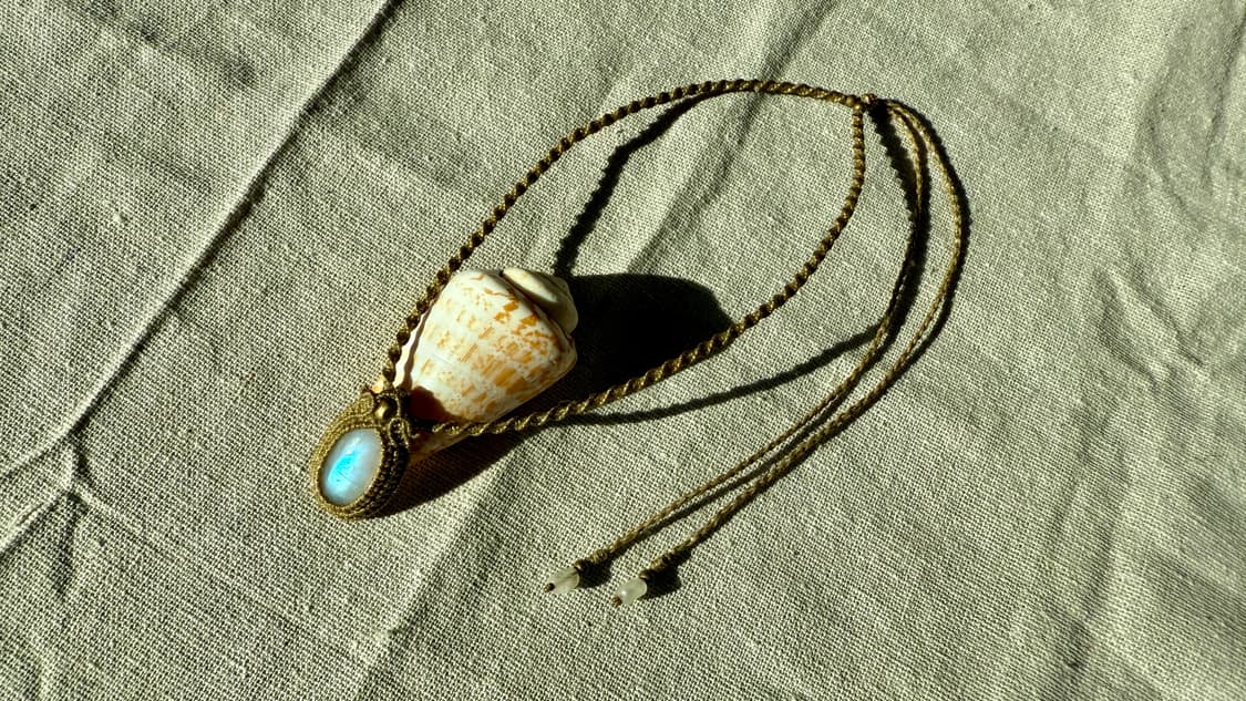 블루 문스톤 보헤미안 마크라메 원석 목걸이 상품이미지1