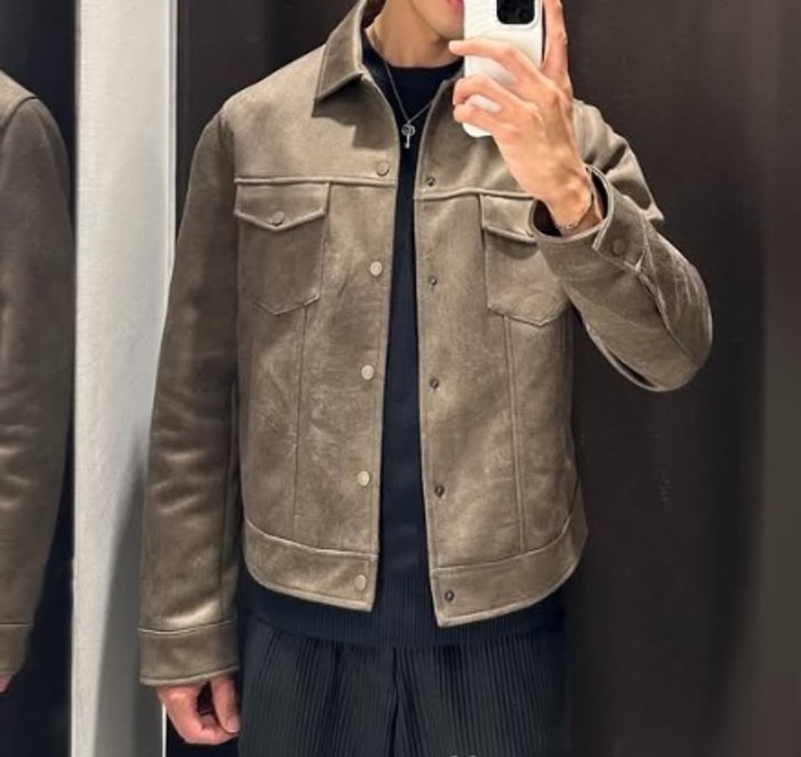 자라 라펠 칼라넥 워싱 에코 스웨이드 자켓 / L 상품이미지7