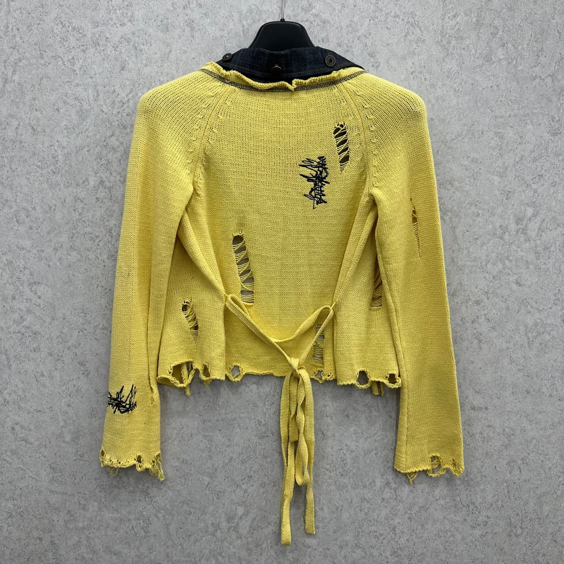 Free 데님카라 여자 빈티지 오픈 가디건 상품이미지2