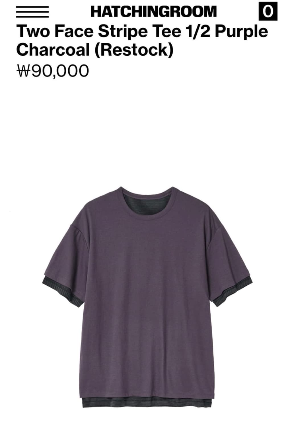 해칭룸 Two Face Stripe Tee purple charcoal 상품이미지1