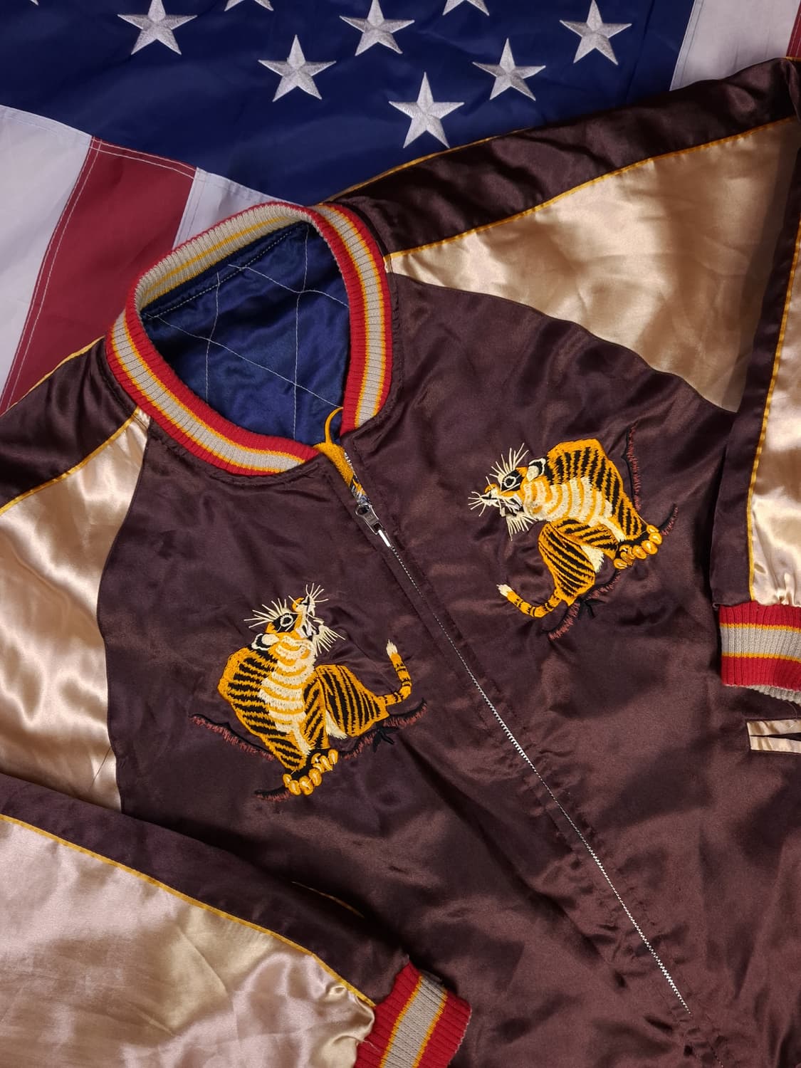 빈티지 JPN 타이거 드래곤 리버서블 스카쟌 상품이미지4