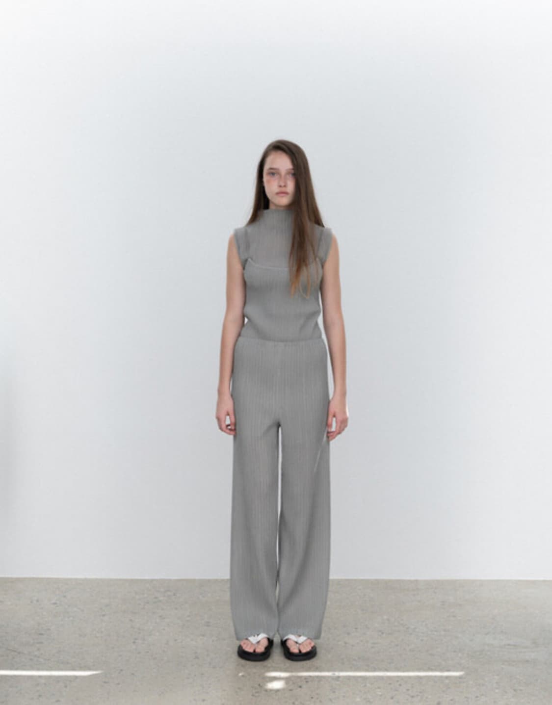 Le917 링클 플리츠 탑 카키 상품이미지2