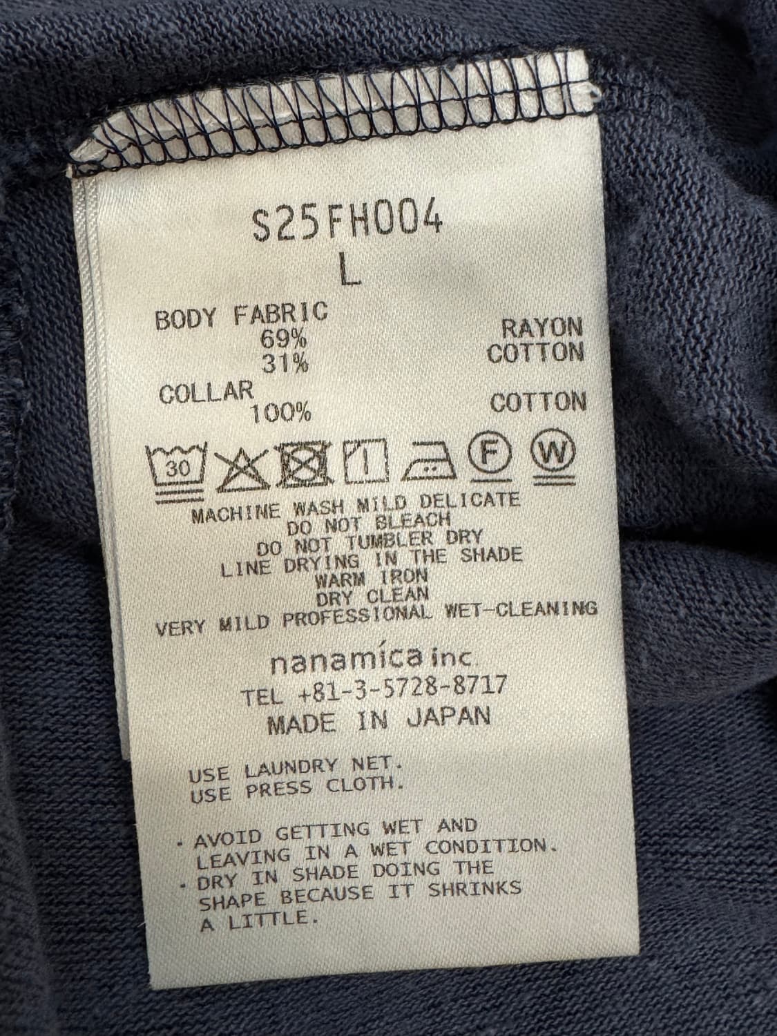 [L][105] 나나미카 레이온 코튼 반팔 티셔츠 빈티지 네이비 상품이미지6