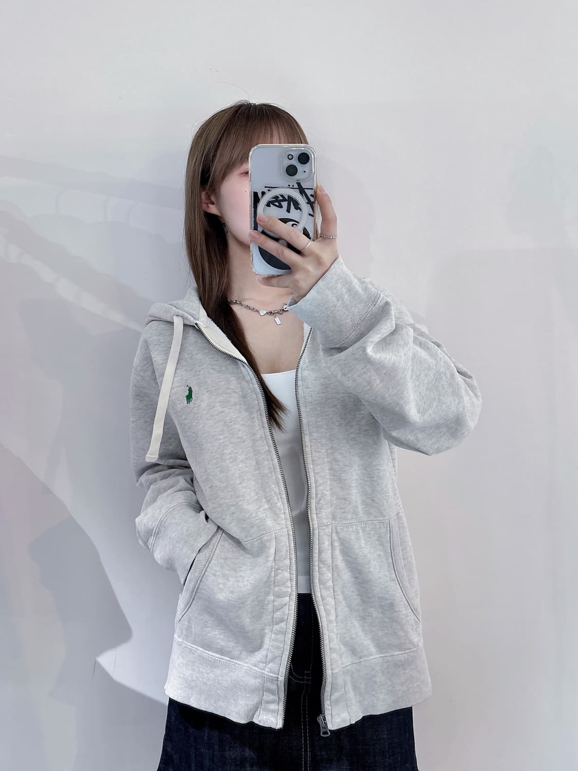 폴로랄프로렌 그린포니 라이트그레이 후드집업 상품이미지1