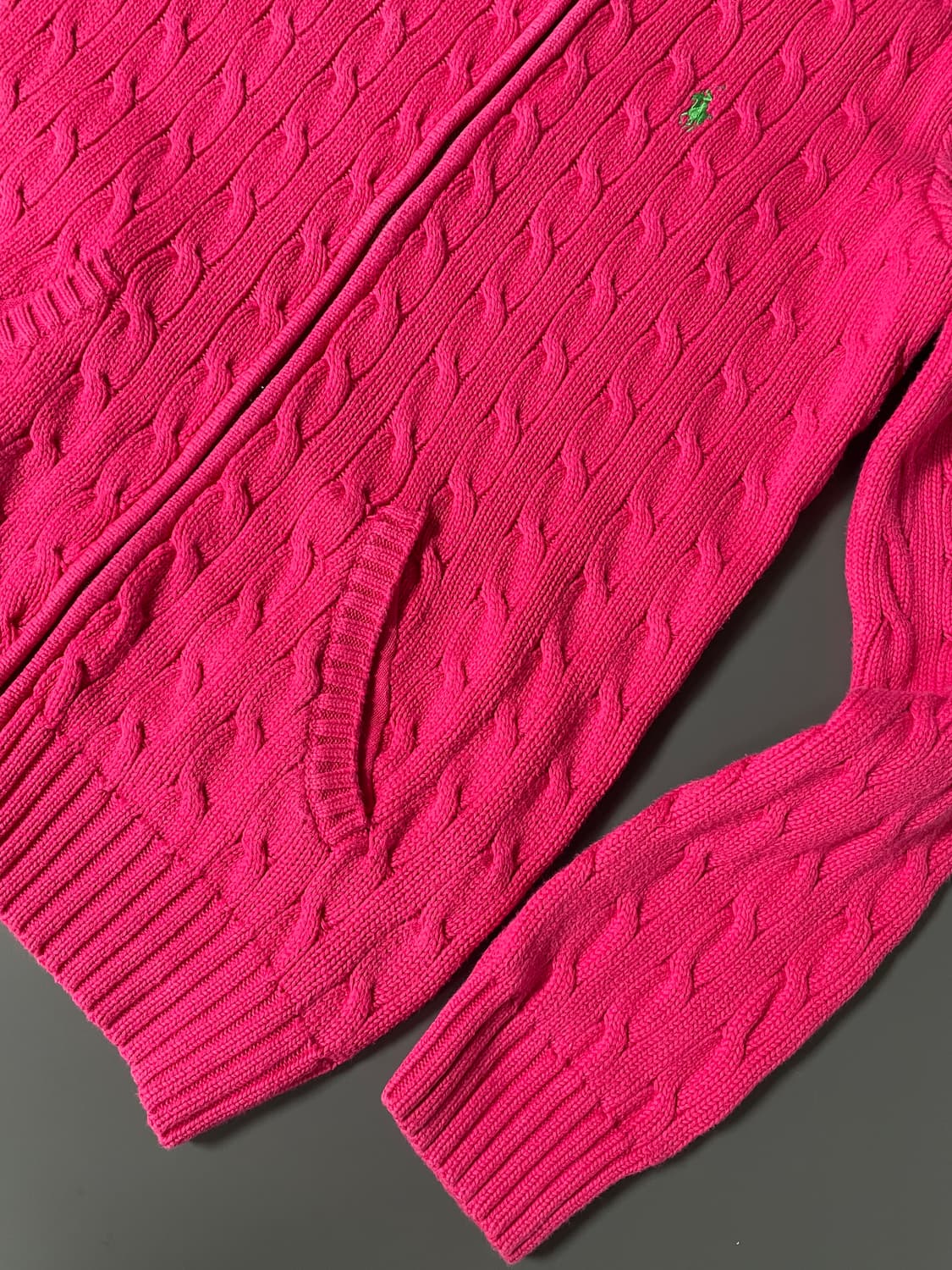 [L] 폴로 랄프로렌 케이블 꽈배기 니트 후드 집업 상품이미지5