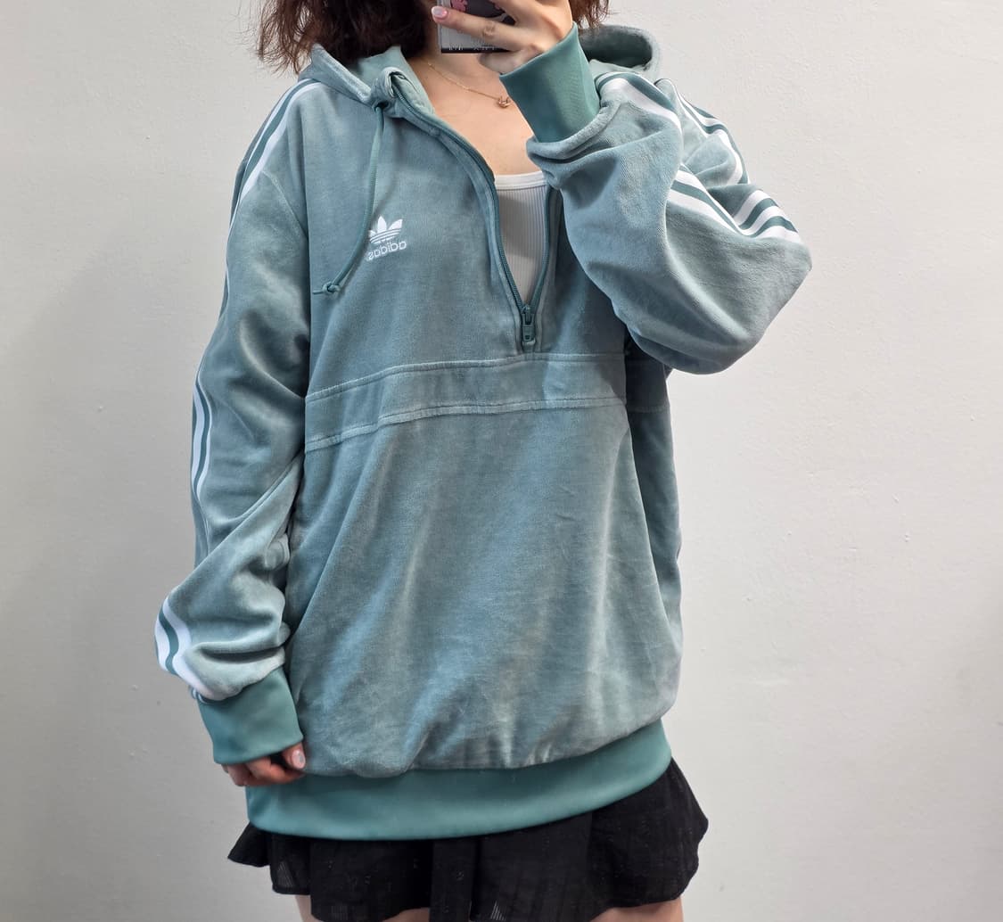 [프힙]2XL/아디다스 벨루어 후드 반집업 민트 상품이미지3