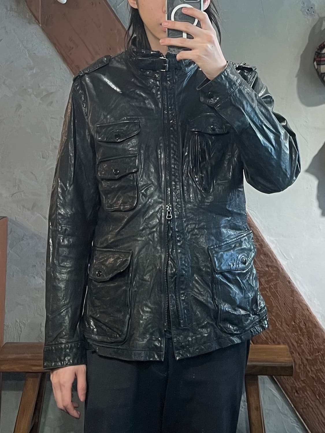 멀티 포켓 램스킨 레더 자켓 상품이미지2