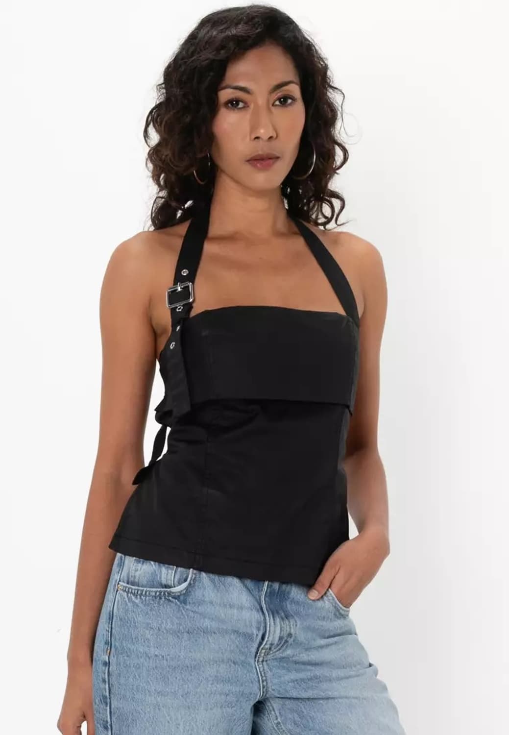 (미착용 새상품) 자라 ZARA 홀터넥 버클 튜브탑 (블랙) 상품이미지1